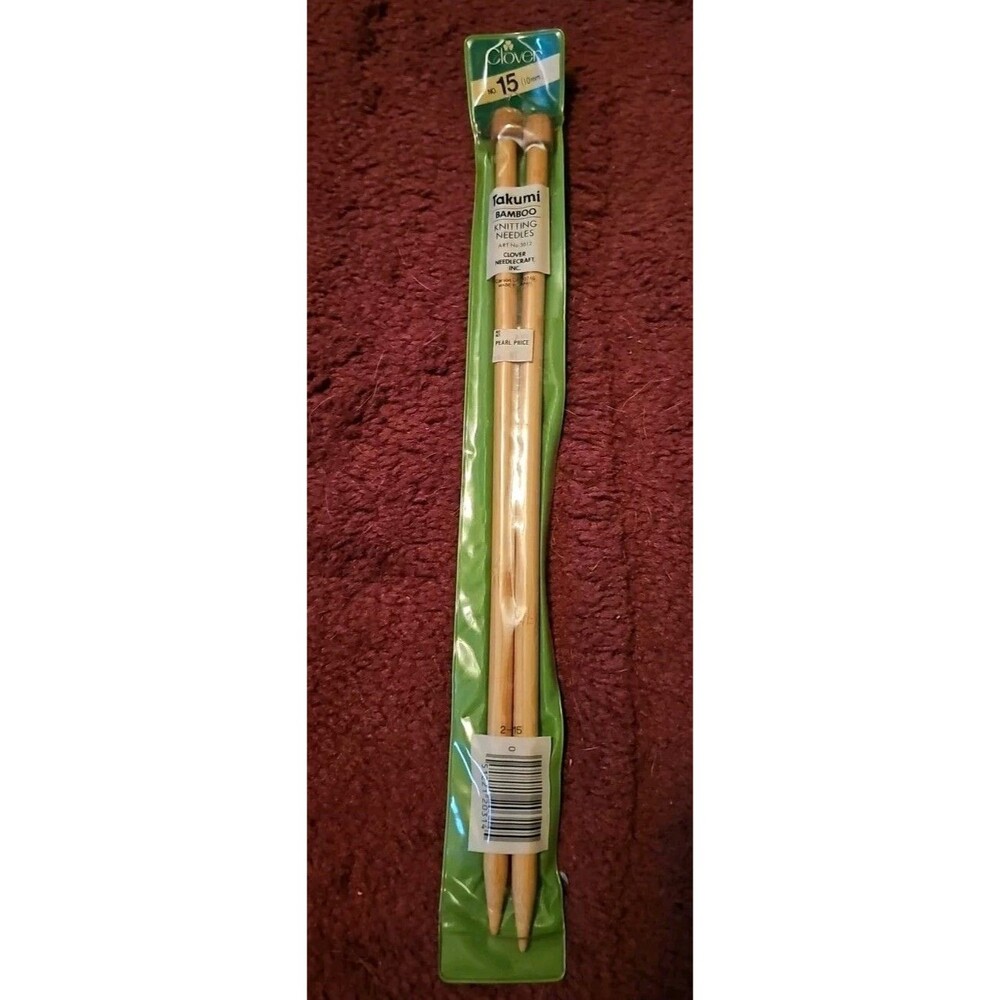 Clover Takumi Bamboo Single Point Knitting Needles 9" Size 15 10mm 3011-15
